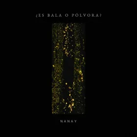 Cubierta de ¿Es bala o pólvora?: una banda vertical de manchas de oro en negro