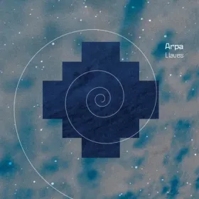 Cubierta de Llaves: una cruz escalonada y espiral en un campo estelar azul