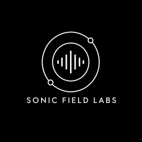 Logotipo Sonic Field Labs: una forma de onda dentro de una órbita